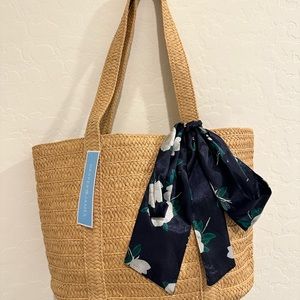 Draper James Straw Bag with Floral Scarf
